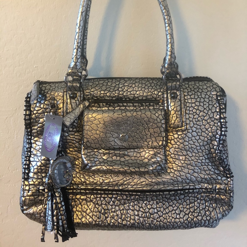 Sharif silver snackskin purse/tote